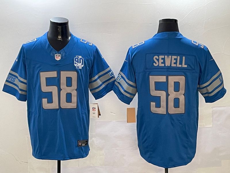 Men Detroit Lions #58 Sewell Blue three generations 2024 Nike Limited NFL Jersey style 01022->new orleans saints->NFL Jersey
